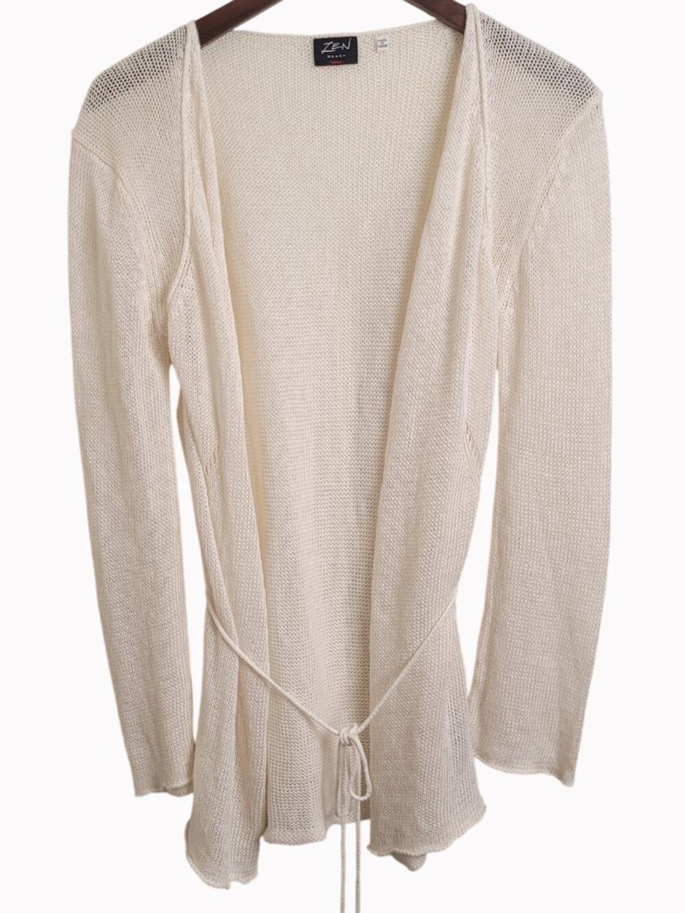 White Linen Summer Knit Cardigan Sweater